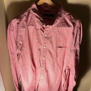Nautica Mens LS Striped Button Down Shirt Color Red/White Size 3XL